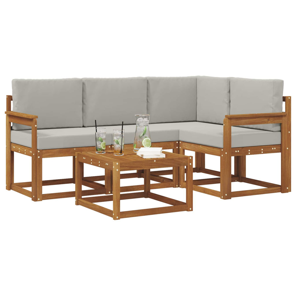 Outdoor-Sofagarnitur mit Kissen 5 pcs Natürlich und Hellgrau