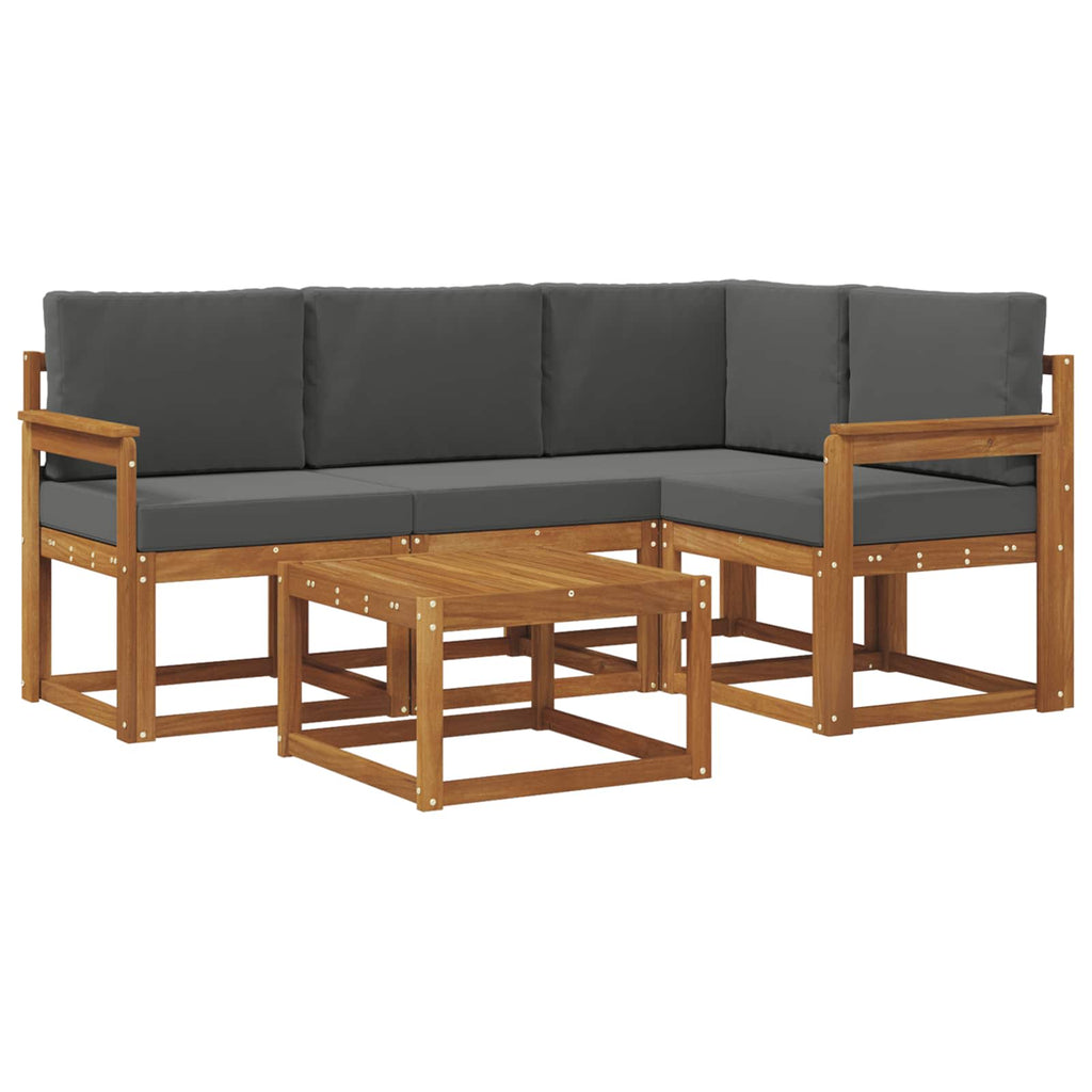 Outdoor-Sofagarnitur mit Kissen 5 pcs Natur und Anthrazit