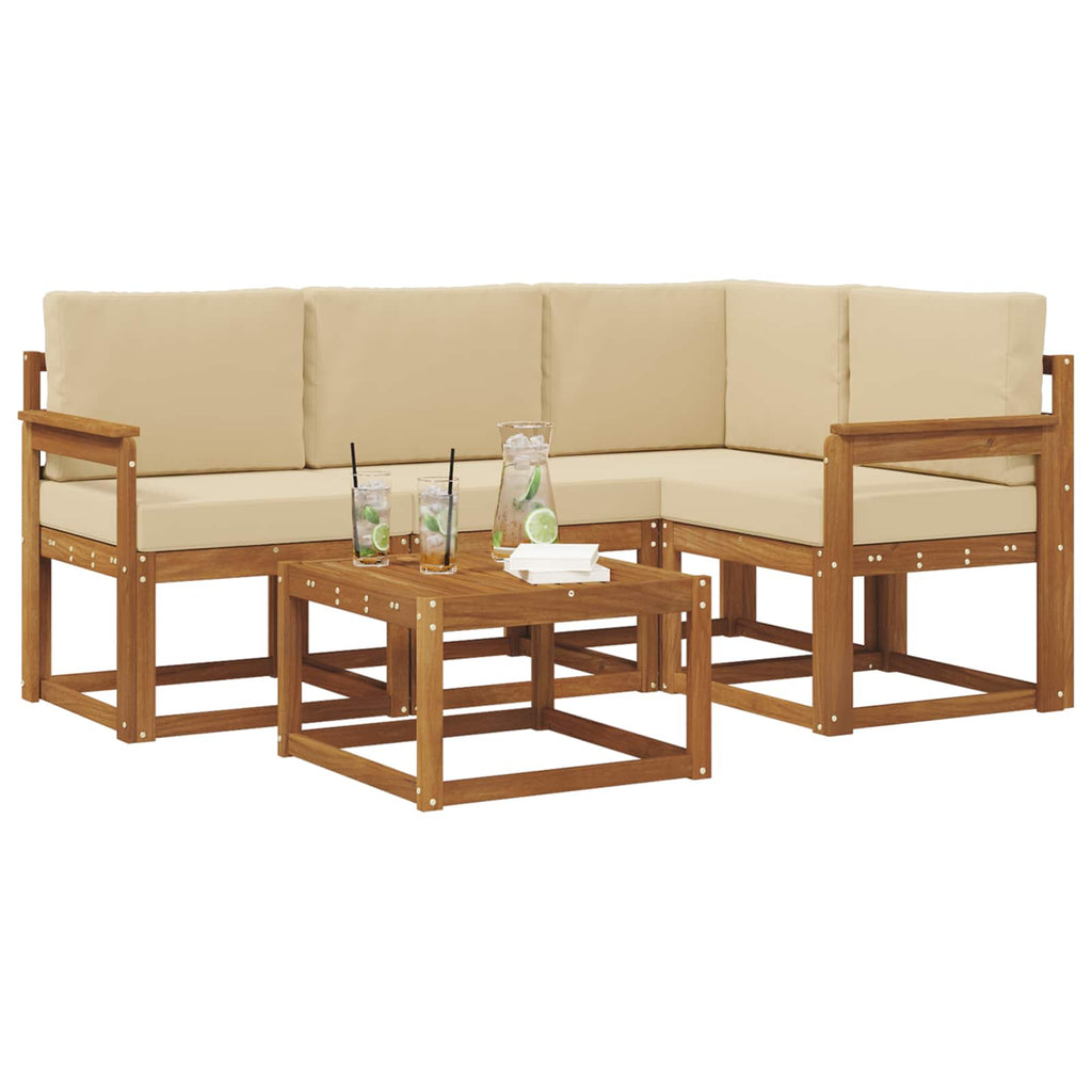 Outdoor-Sofagarnitur mit Kissen 5 pcs Natur und Beige