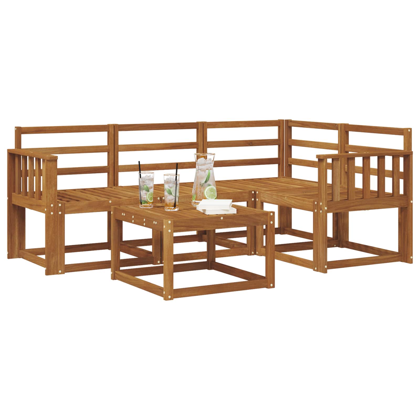 Outdoor-Sofagarnitur 5 pcs Natur Massivholz Akazie
