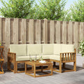 Outdoor-Sofagarnitur mit Kissen 5 pcs Natur und Creme