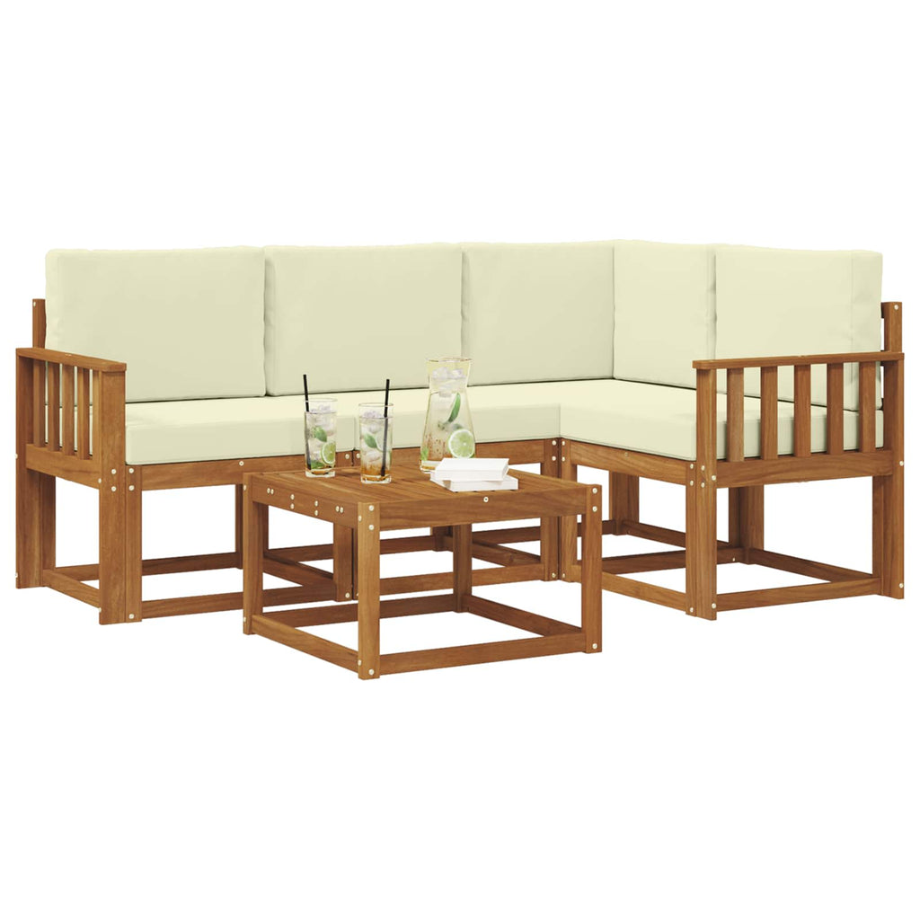Outdoor-Sofagarnitur mit Kissen 5 pcs Natur und Creme