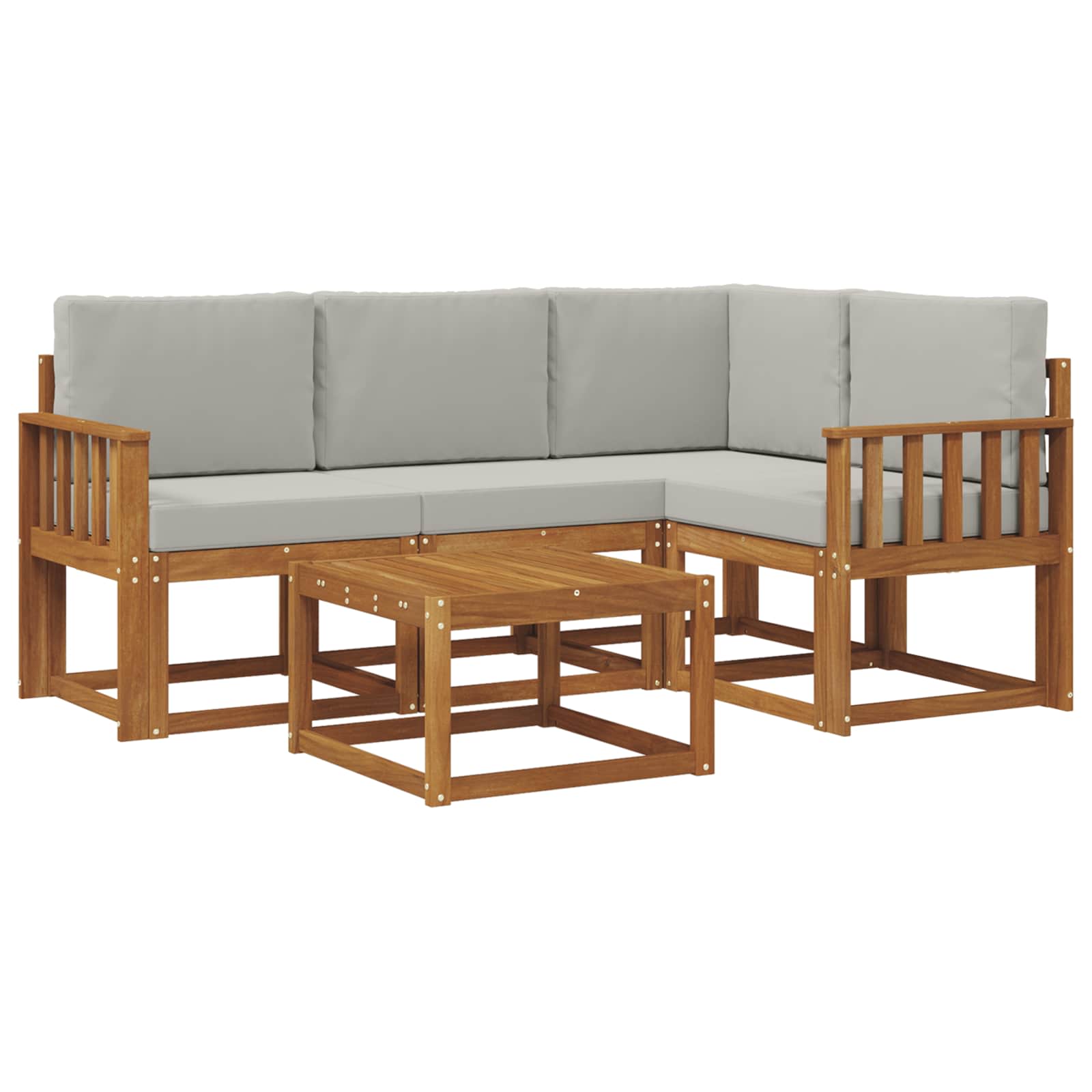 Outdoor-Sofagarnitur mit Kissen 5 pcs Natürlich und Hellgrau