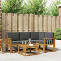 Outdoor-Sofagarnitur mit Kissen 5 pcs Natur und Anthrazit