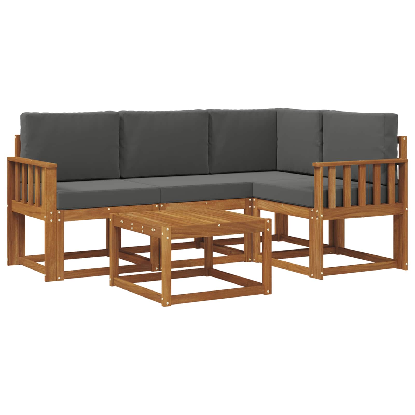 Outdoor-Sofagarnitur mit Kissen 5 pcs Natur und Anthrazit