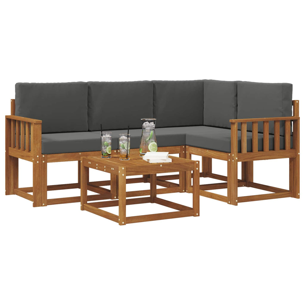 Outdoor-Sofagarnitur mit Kissen 5 pcs Natur und Anthrazit