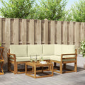 Outdoor-Sofagarnitur mit Kissen 5 pcs Natur und Creme