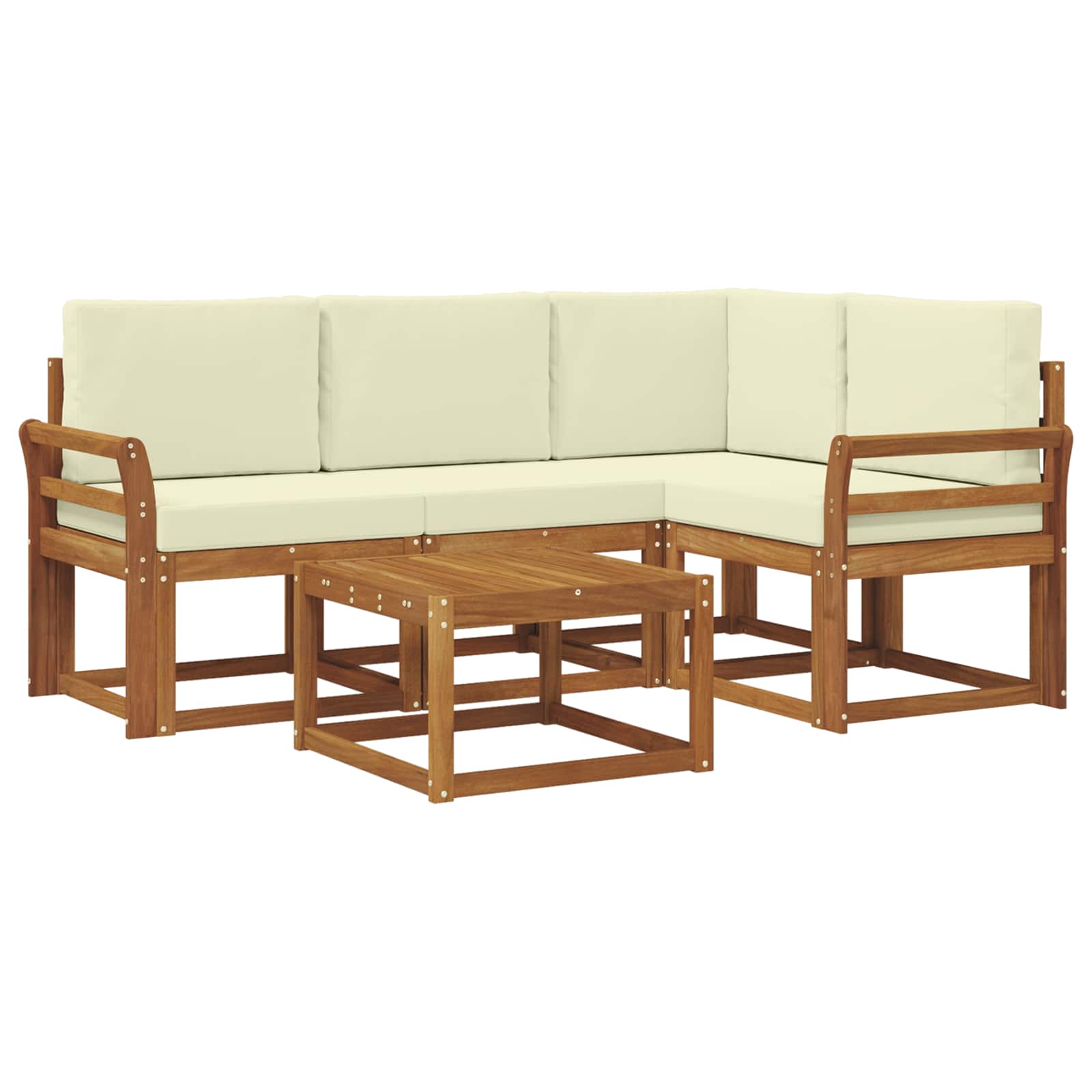 Outdoor-Sofagarnitur mit Kissen 5 pcs Natur und Creme