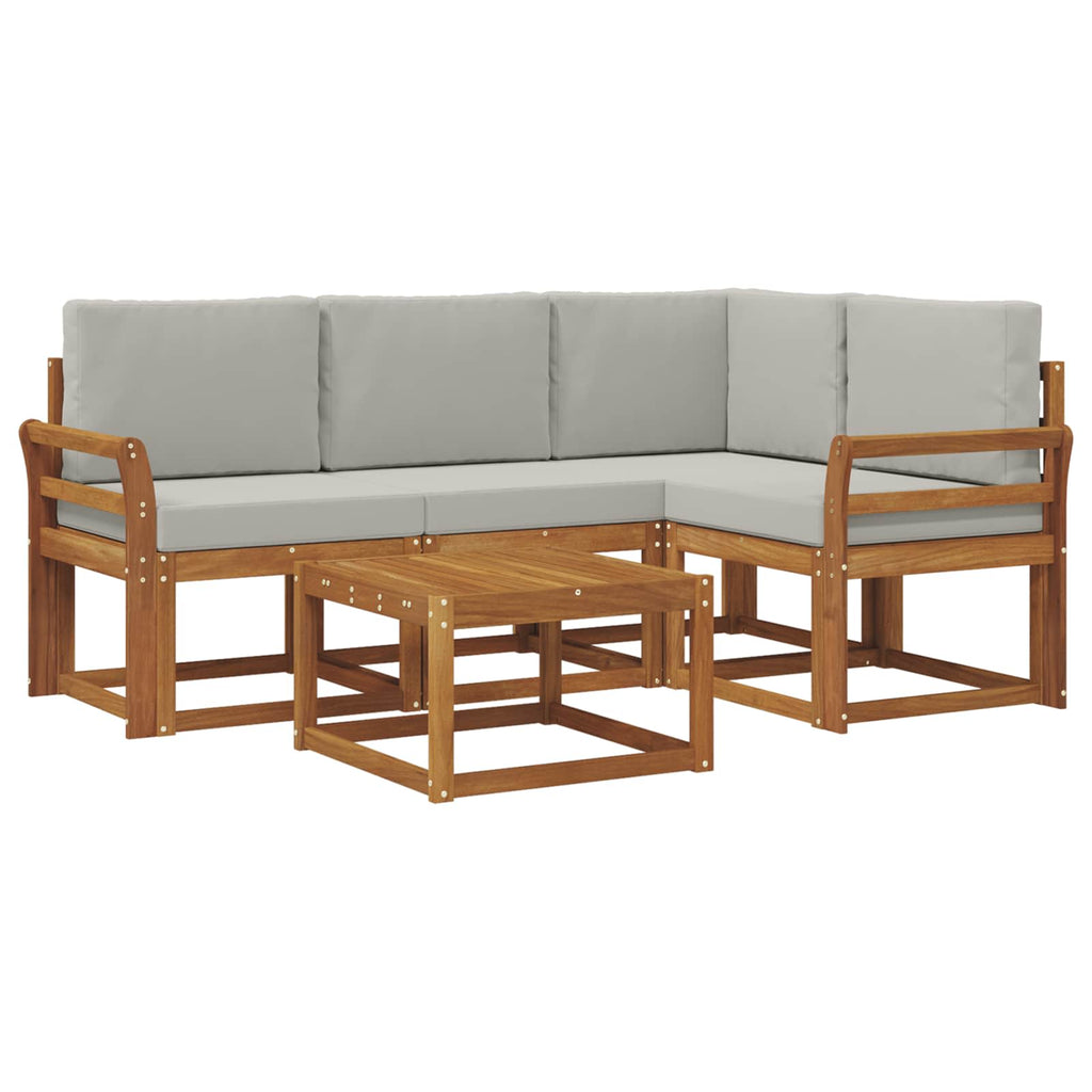 Outdoor-Sofagarnitur mit Kissen 5 pcs Natürlich und Hellgrau