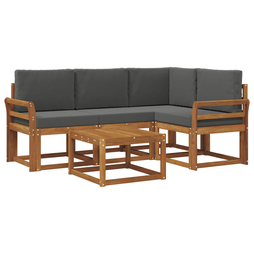 Outdoor-Sofagarnitur mit Kissen 5 pcs Natur und Anthrazit