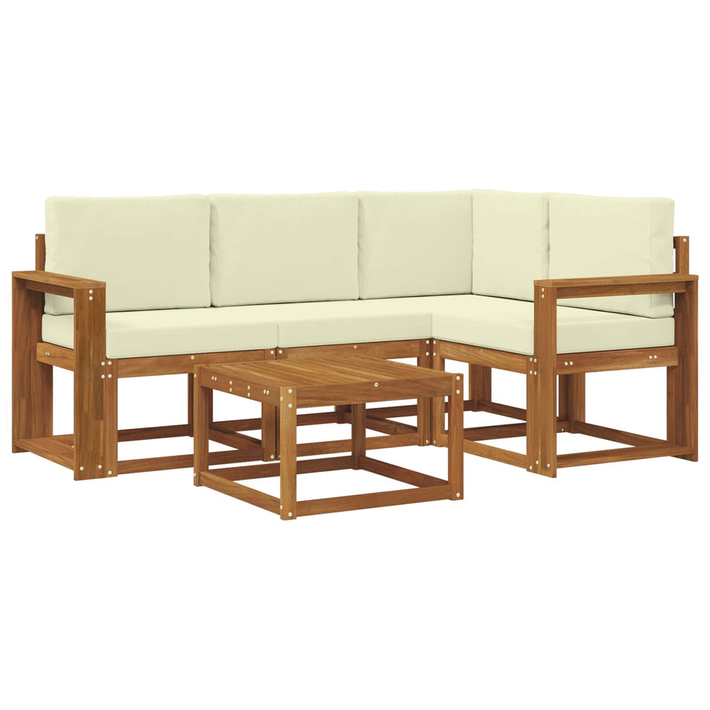 Outdoor-Sofagarnitur mit Kissen 5 pcs Natur und Creme