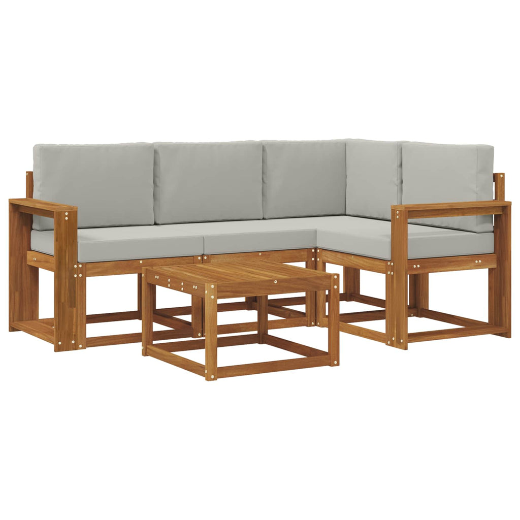 Outdoor-Sofagarnitur mit Kissen 5 pcs Natürlich und Hellgrau