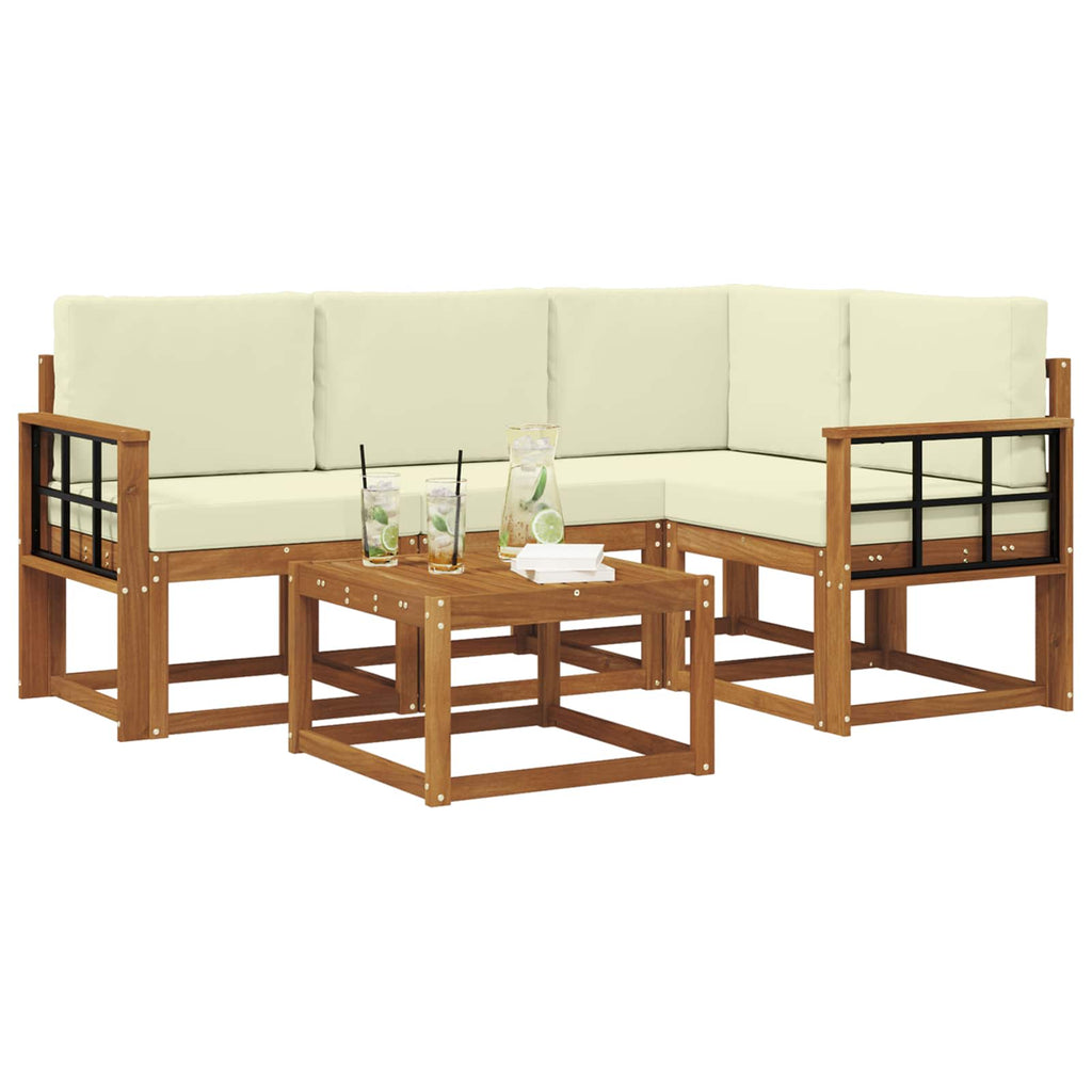 Outdoor-Sofagarnitur mit Kissen 5 pcs Natur und Creme