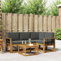Outdoor-Sofagarnitur mit Kissen 5 pcs Natur und Anthrazit
