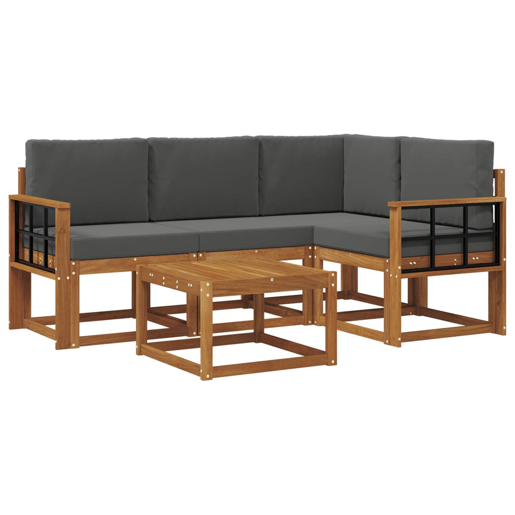 Outdoor-Sofagarnitur mit Kissen 5 pcs Natur und Anthrazit