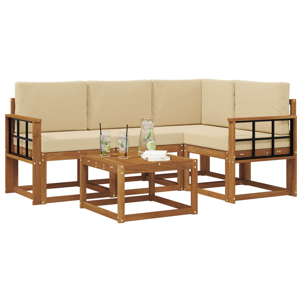 Outdoor-Sofagarnitur mit Kissen 5 pcs Natur und Beige