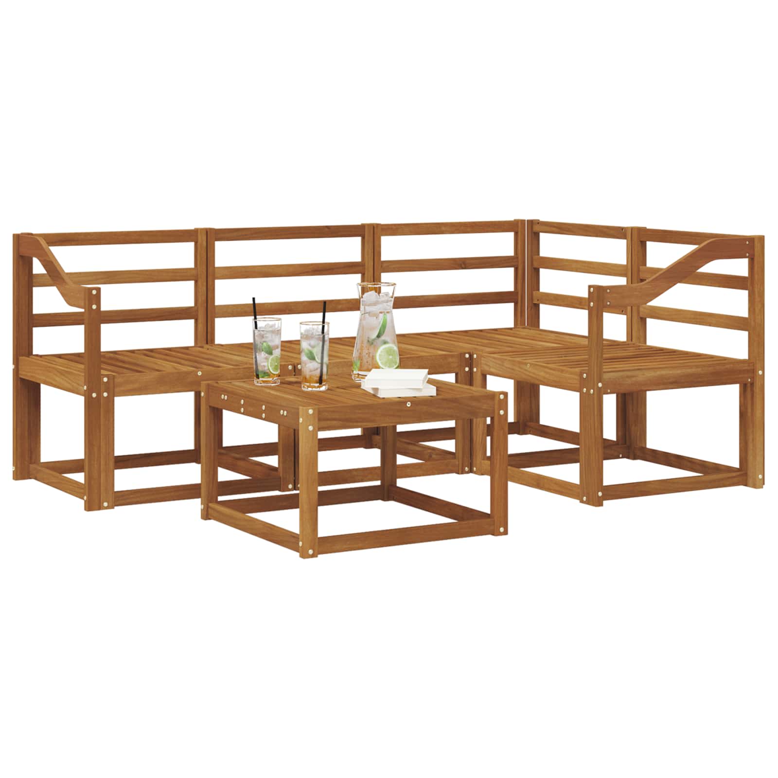 Outdoor-Sofagarnitur 5 pcs Natur Massivholz Akazie