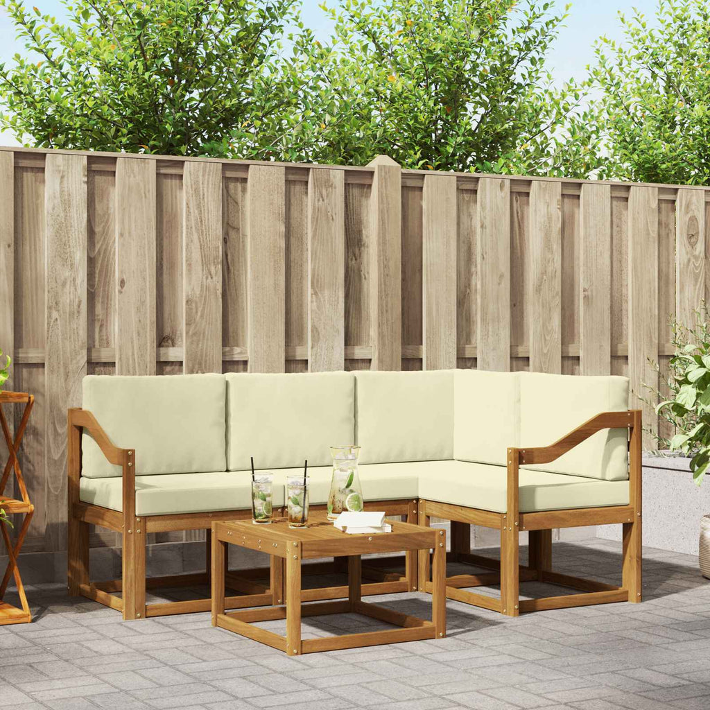 Outdoor-Sofagarnitur mit Kissen 5 pcs Natur und Creme