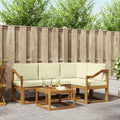 Outdoor-Sofagarnitur mit Kissen 5 pcs Natur und Creme