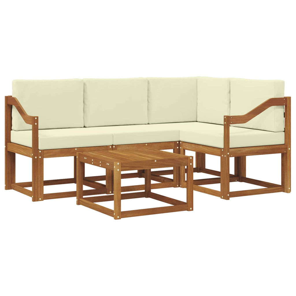 Outdoor-Sofagarnitur mit Kissen 5 pcs Natur und Creme