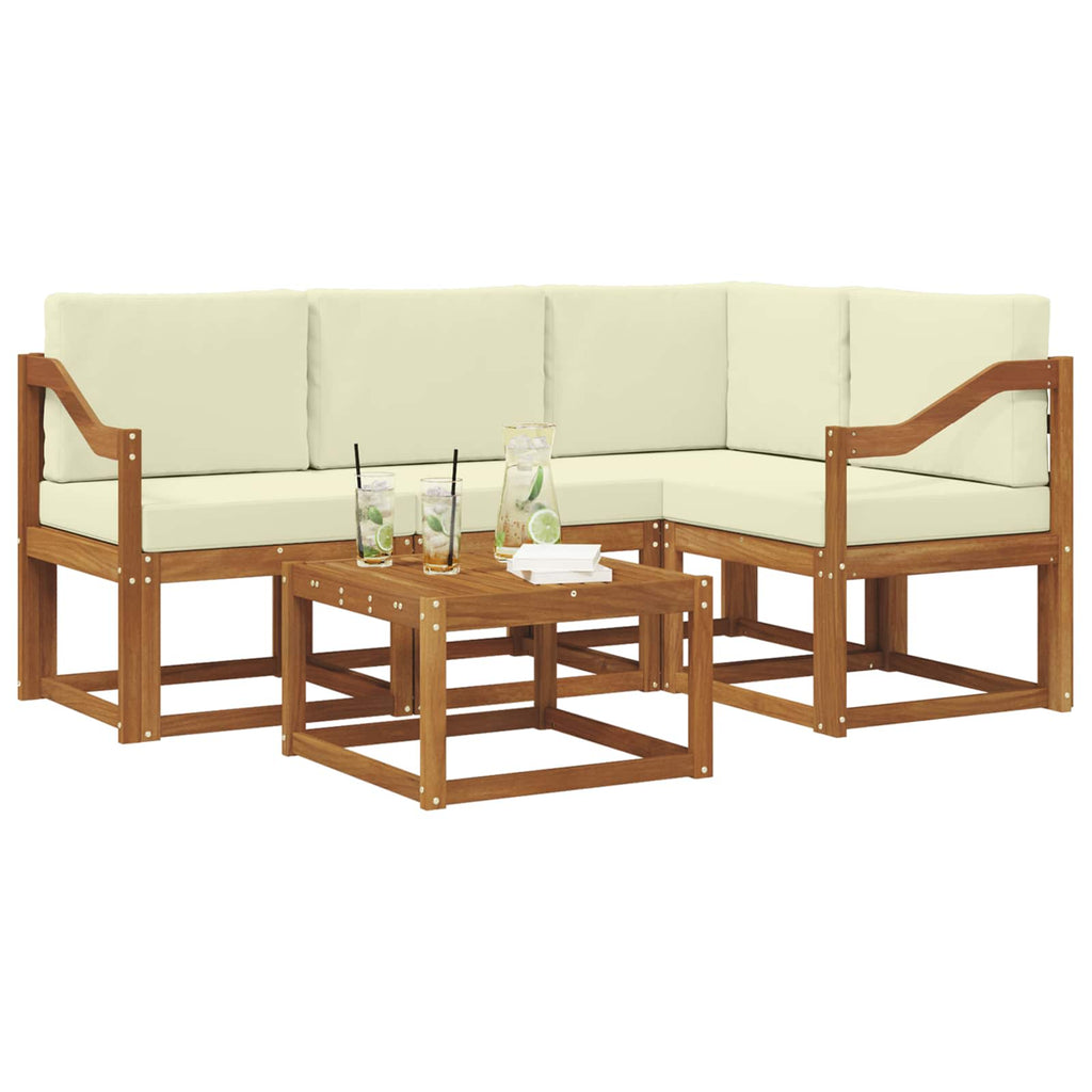Outdoor-Sofagarnitur mit Kissen 5 pcs Natur und Creme