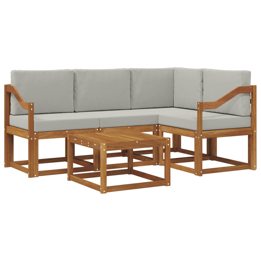 Outdoor-Sofagarnitur mit Kissen 5 pcs Natürlich und Hellgrau