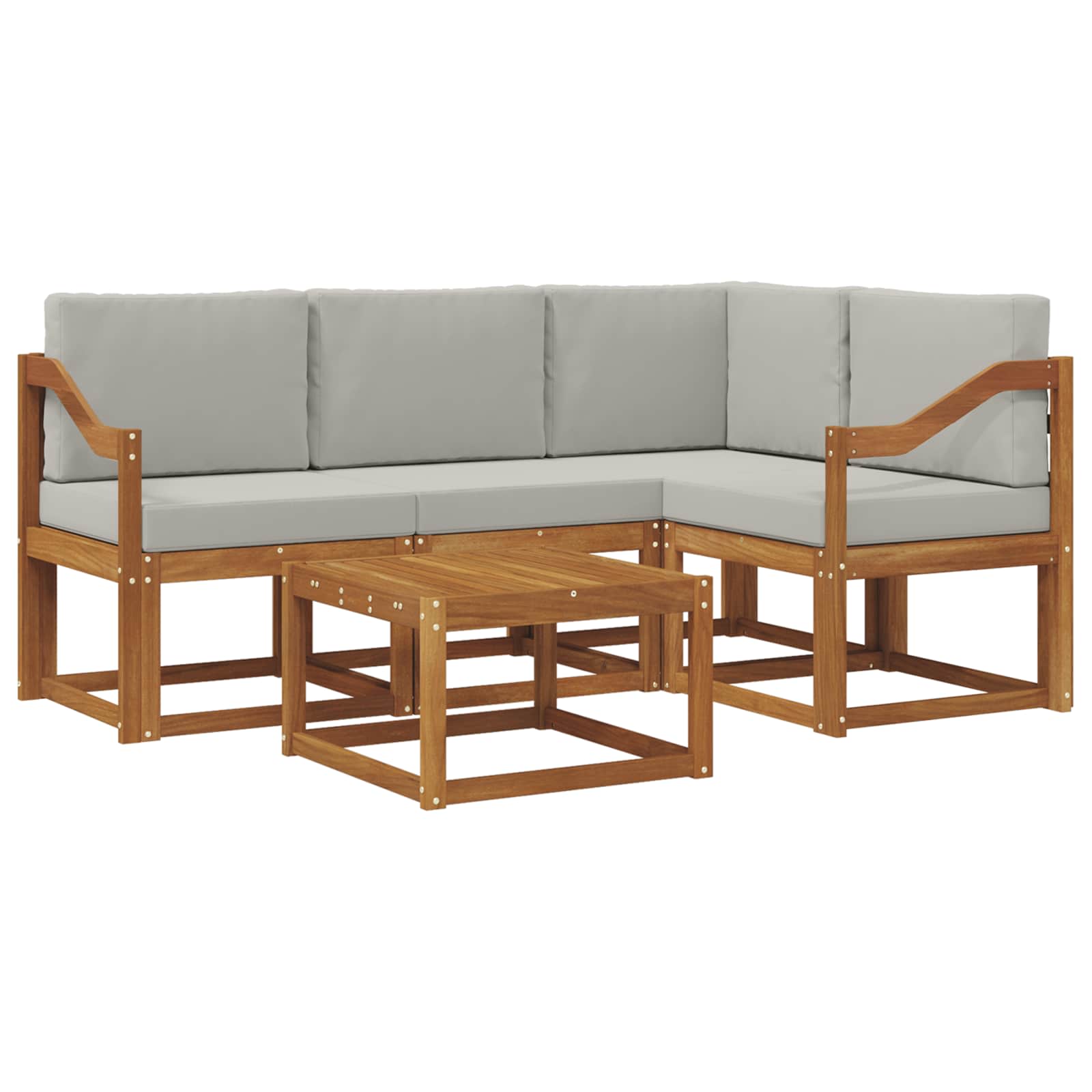 Outdoor-Sofagarnitur mit Kissen 5 pcs Natürlich und Hellgrau