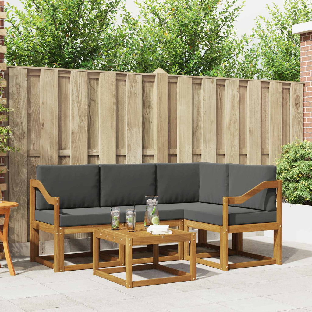 Outdoor-Sofagarnitur mit Kissen 5 pcs Natur und Anthrazit
