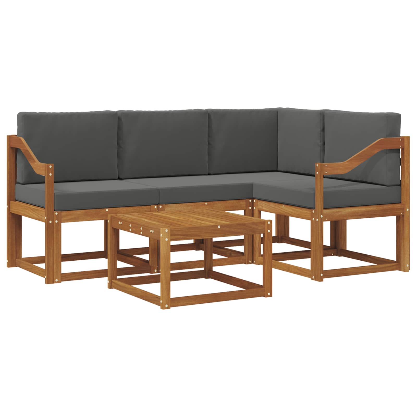 Outdoor-Sofagarnitur mit Kissen 5 pcs Natur und Anthrazit