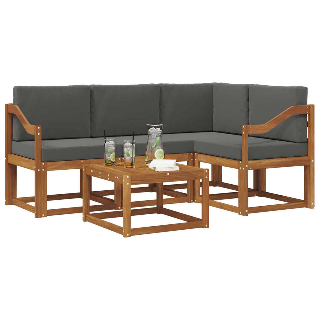 Outdoor-Sofagarnitur mit Kissen 5 pcs Natur und Anthrazit