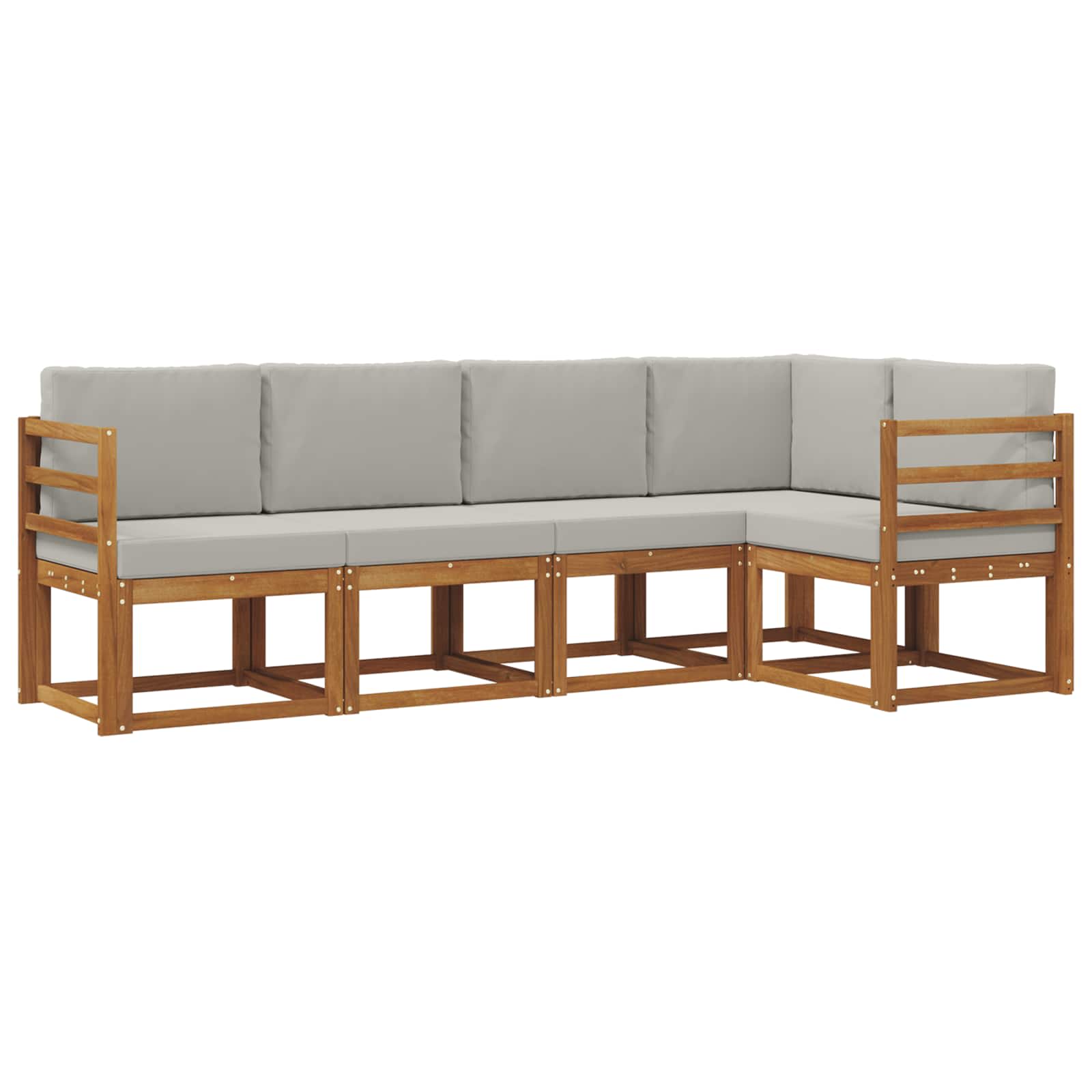 Outdoor-Sofagarnitur mit Kissen 5 pcs Natürlich und Hellgrau