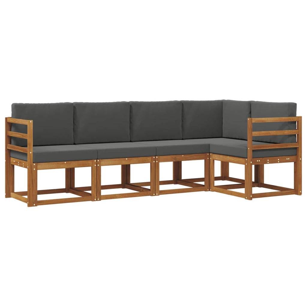Outdoor-Sofagarnitur mit Kissen 5 pcs Natur und Anthrazit