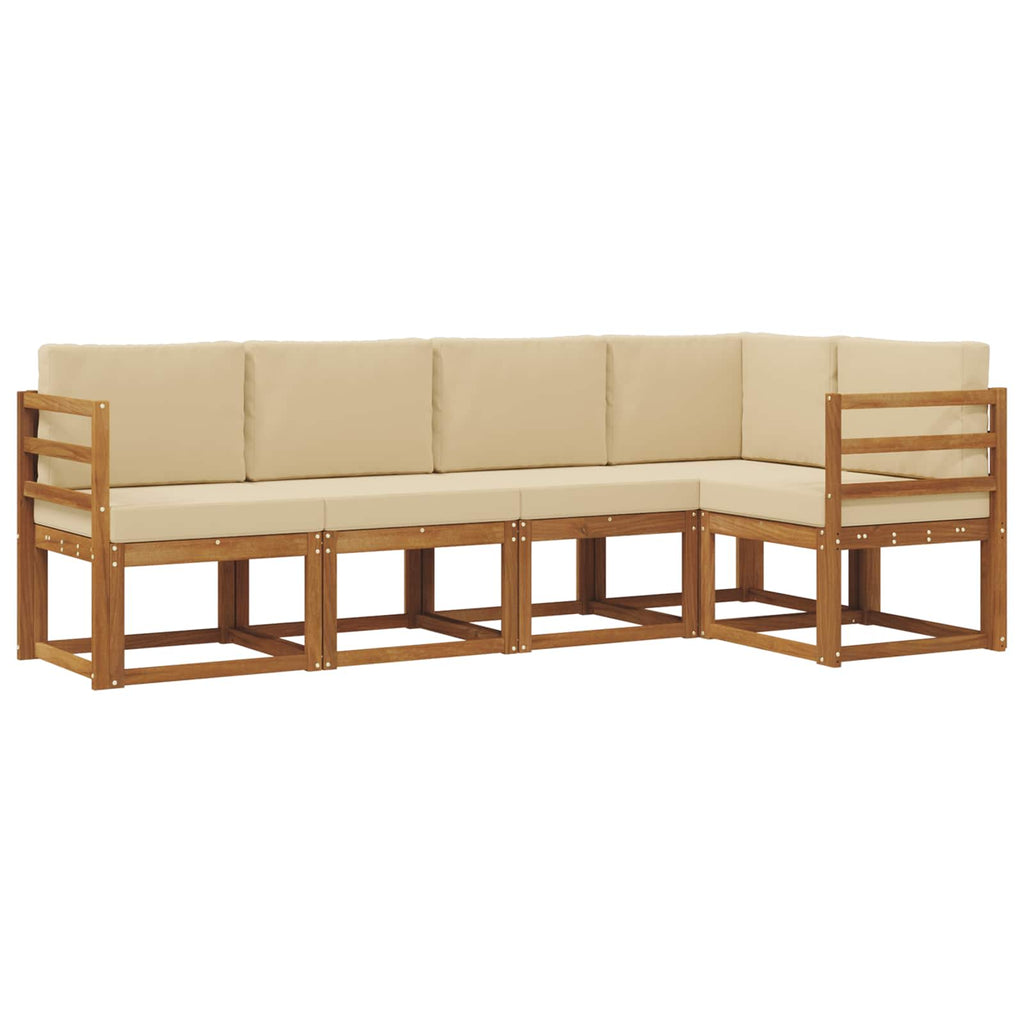 Outdoor-Sofagarnitur mit Kissen 5 pcs Natur und Beige
