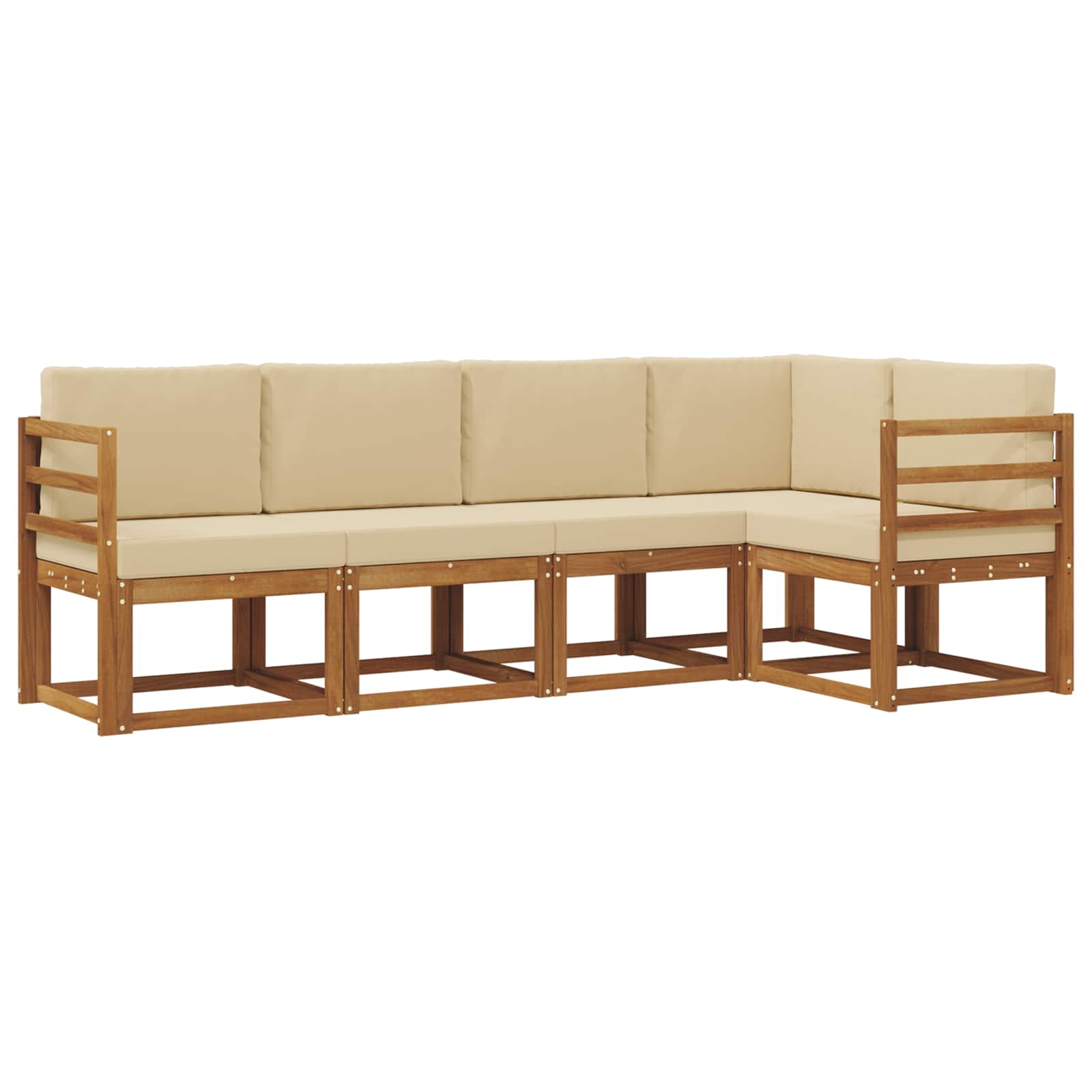 Outdoor-Sofagarnitur mit Kissen 5 pcs Natur und Beige