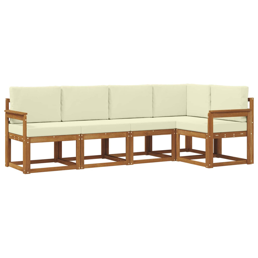 Outdoor-Sofagarnitur mit Kissen 5 pcs Natur und Creme