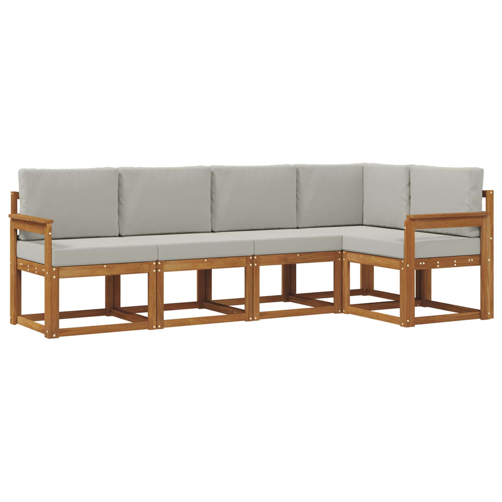 Outdoor-Sofagarnitur mit Kissen 5 pcs Natürlich und Hellgrau