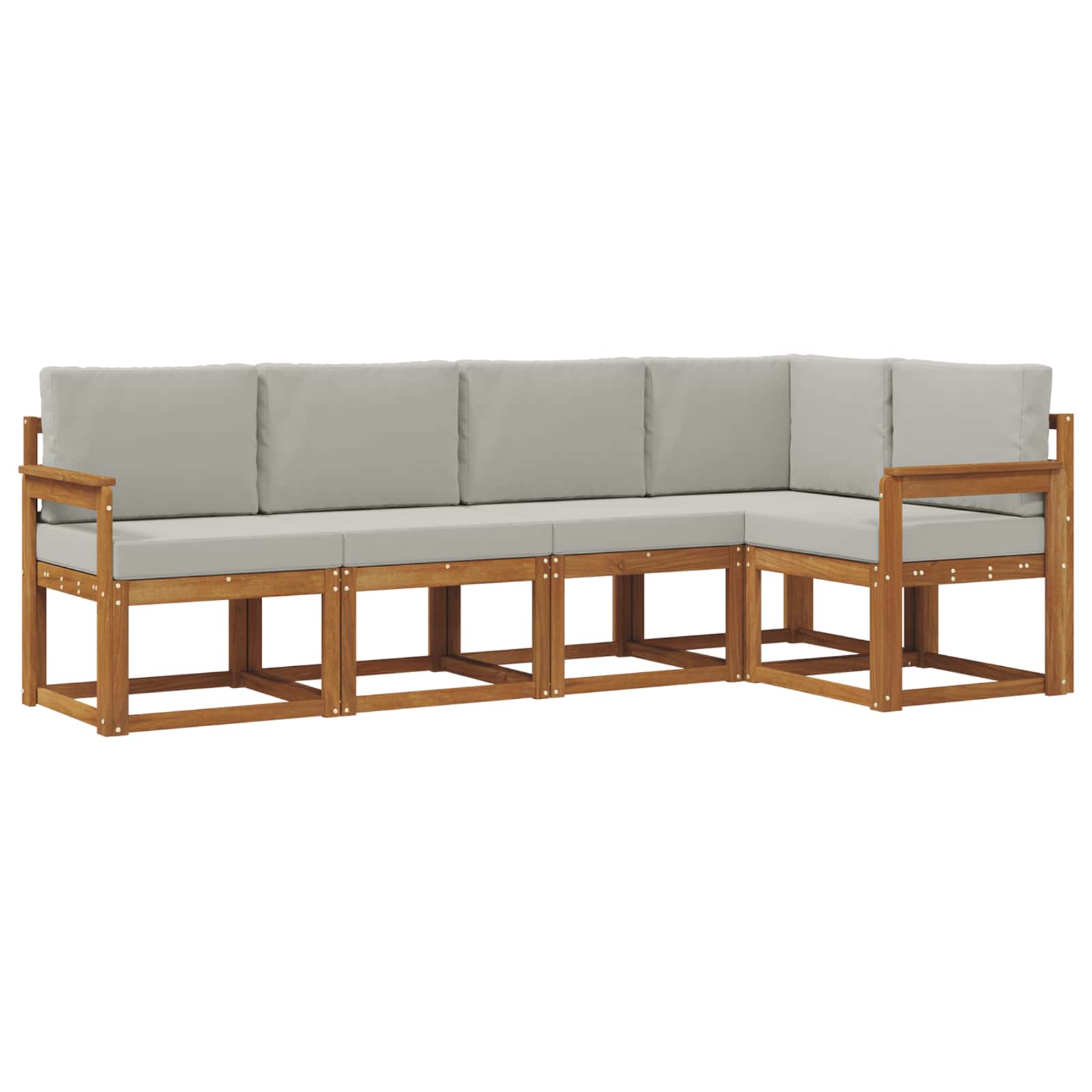 Outdoor-Sofagarnitur mit Kissen 5 pcs Natürlich und Hellgrau