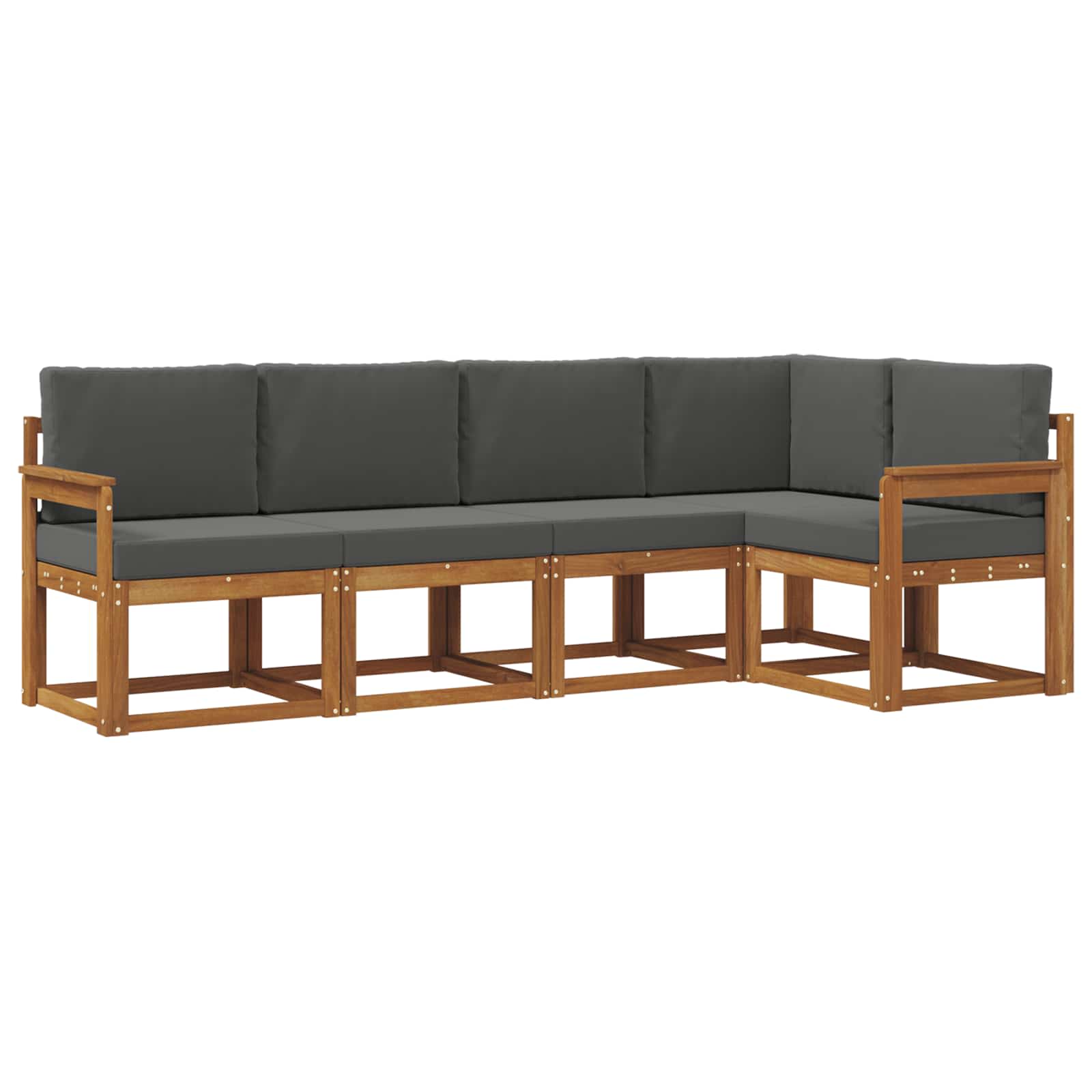 Outdoor-Sofagarnitur mit Kissen 5 pcs Natur und Anthrazit