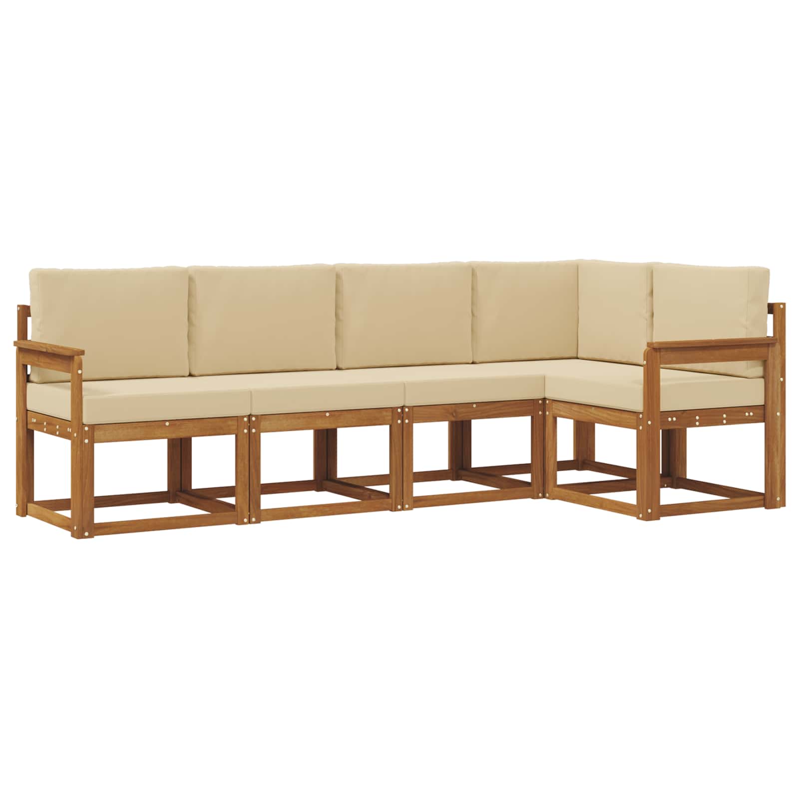Outdoor-Sofagarnitur mit Kissen 5 pcs Natur und Beige