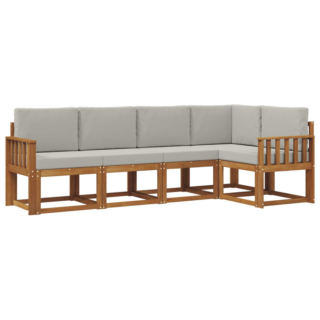 Outdoor-Sofagarnitur mit Kissen 5 pcs Natürlich und Hellgrau