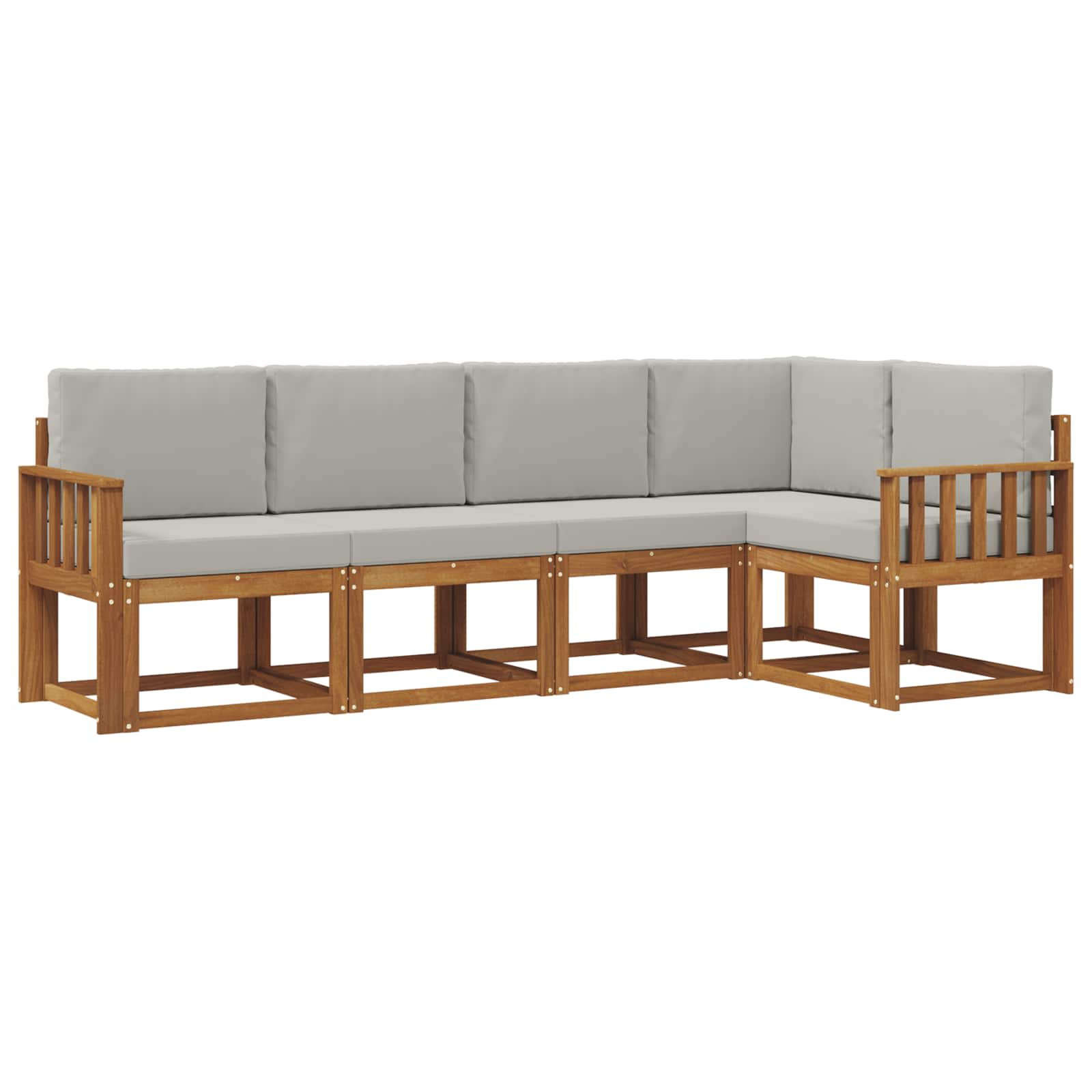 Outdoor-Sofagarnitur mit Kissen 5 pcs Natürlich und Hellgrau