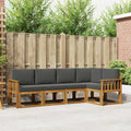 Outdoor-Sofagarnitur mit Kissen 5 pcs Natur und Anthrazit
