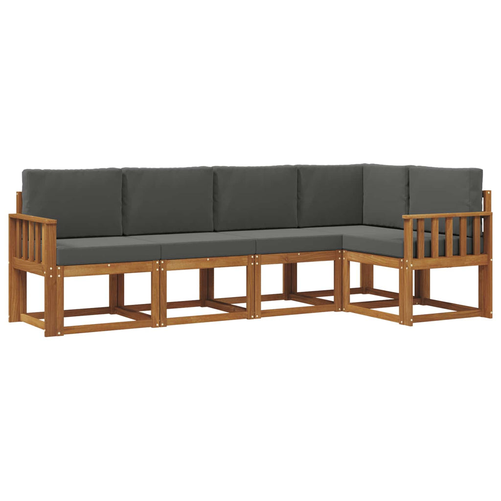 Outdoor-Sofagarnitur mit Kissen 5 pcs Natur und Anthrazit