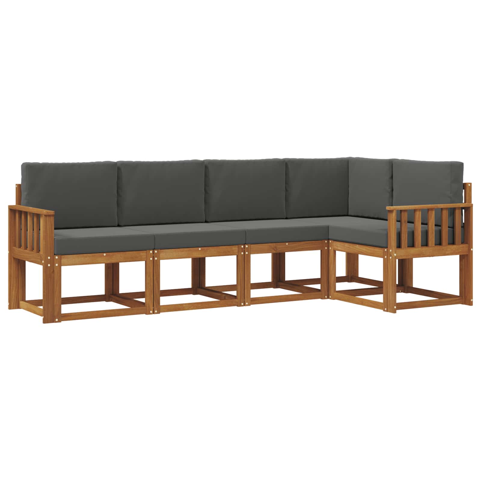 Outdoor-Sofagarnitur mit Kissen 5 pcs Natur und Anthrazit