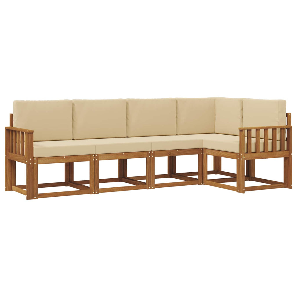 Outdoor-Sofagarnitur mit Kissen 5 pcs Natur und Beige