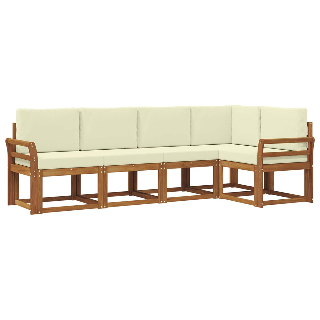 Outdoor-Sofagarnitur mit Kissen 5 pcs Natur und Creme