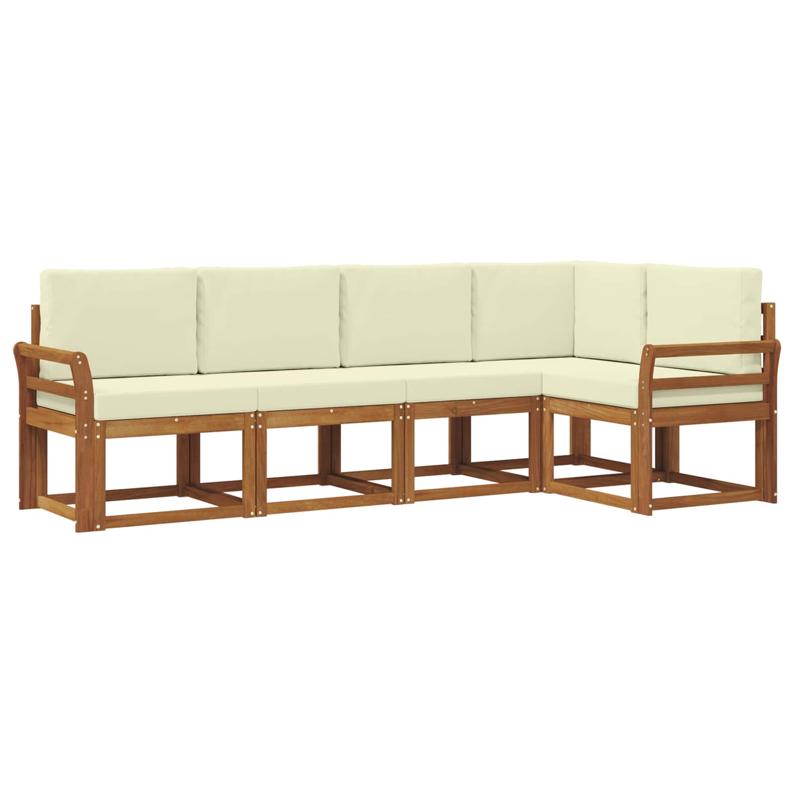 Outdoor-Sofagarnitur mit Kissen 5 pcs Natur und Creme