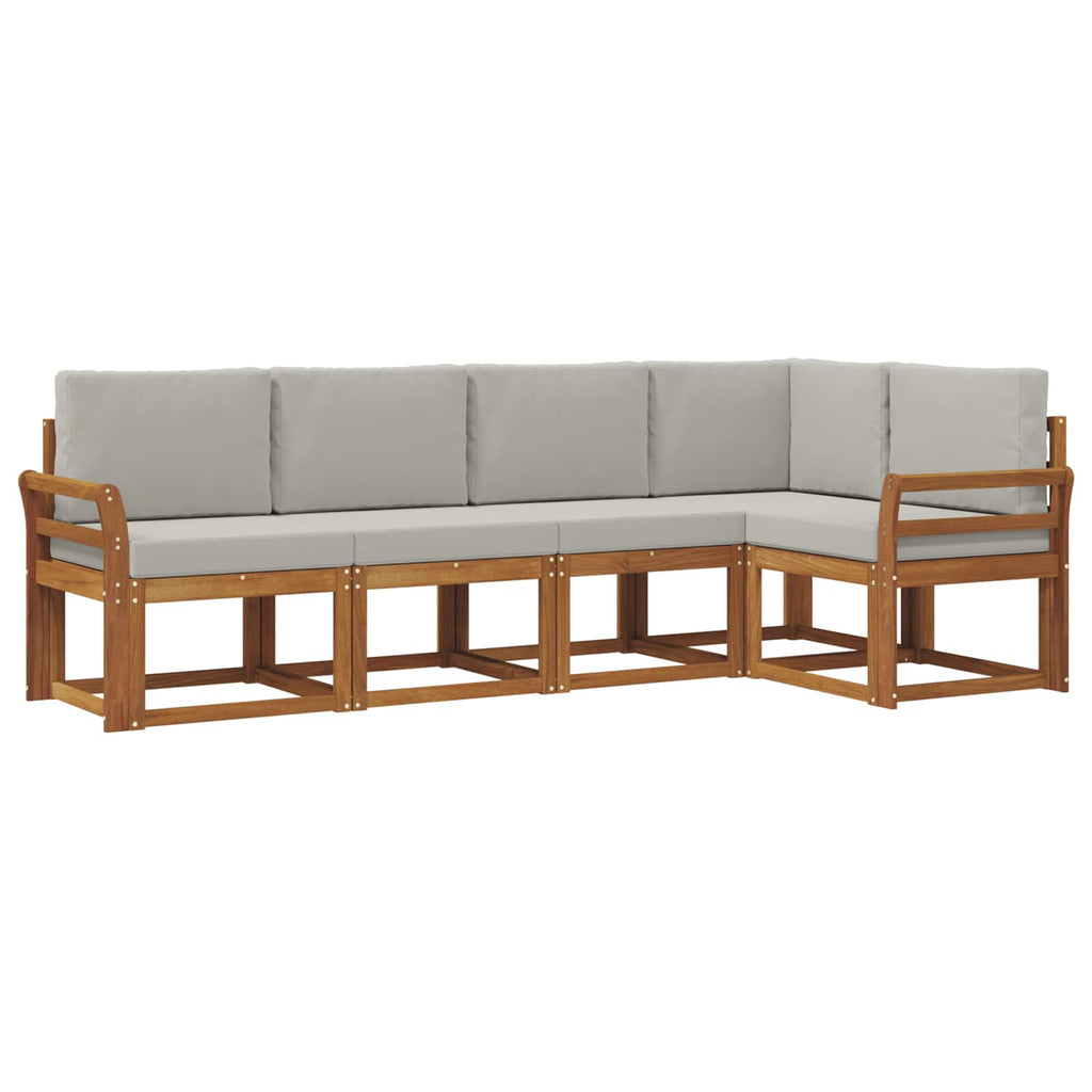 Outdoor-Sofagarnitur mit Kissen 5 pcs Natürlich und Hellgrau