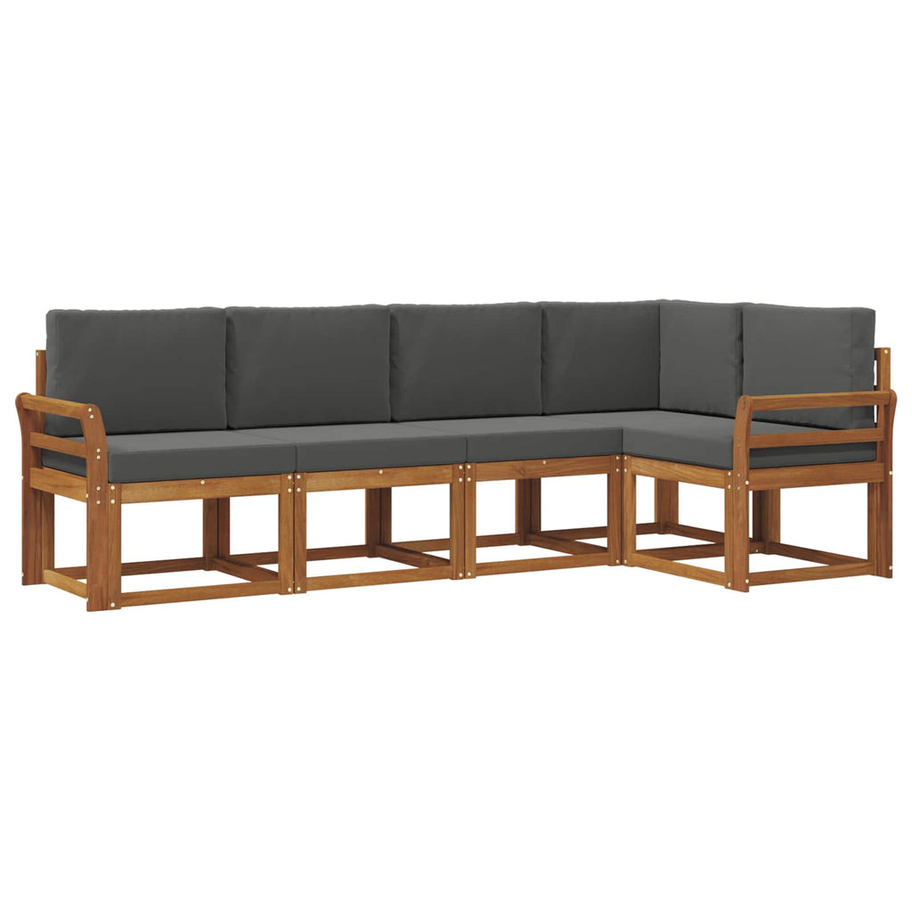 Outdoor-Sofagarnitur mit Kissen 5 pcs Natur und Anthrazit
