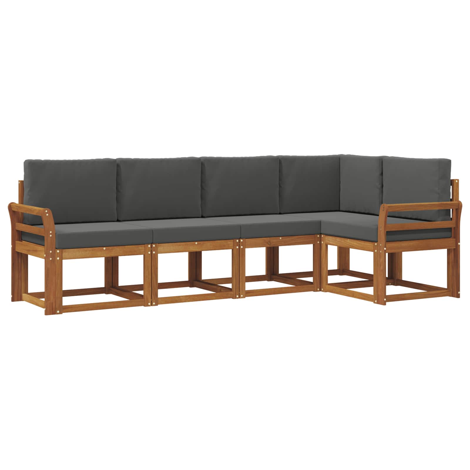 Outdoor-Sofagarnitur mit Kissen 5 pcs Natur und Anthrazit